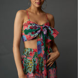 Red Enchanted Print Bow Tube & Palazzo Pant