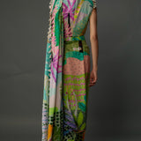 Tropical Print Crepe Top & Low-Crotch Drape Pants