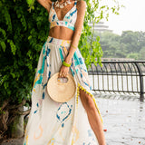 Luna Crepe Top with Front Slit Skirt