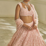 Powder Pink Floral Lehenga Set