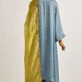 Blue Printed Kaftaan Set