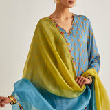 Blue Printed Kaftaan Set