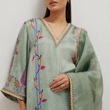 Sage Green Kaftan Kurta Set