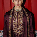 Punit Balana Brown Foil Kurta Set