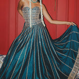 Teal Corset Lehenga Set
