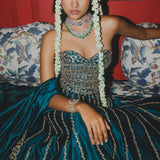 Teal Corset Lehenga Set