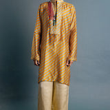 Mustard Leheriya Kurta Set