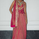 Raspberry  Kurti Saree Set