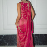 Raspberry  Kurti Saree Set