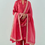 Pink Banarsi Kurta Set