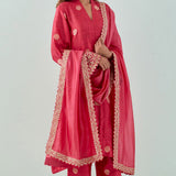 Pink Banarsi Kurta Set