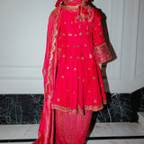Punit Balana Raspberry Short Anarkali Set