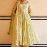 Mint Anarkali With Dupatta & Churidar