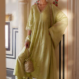 Mint Anarkali With Pants & Dupatta