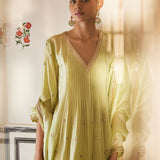 Mint Anarkali With Pants & Dupatta
