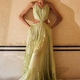 Mint Resham Work Tiered Dress