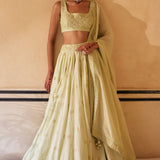 Mint Lehenga With Blouse & Dupatta