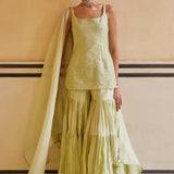 Mint Kurti With Gharara & Dupatta