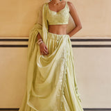 Mint Lehenga Paired With Blouse & Dupatta