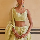 Mint Lehenga Paired With Blouse & Dupatta