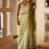 Mint Saree With Blouse