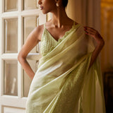 Mint Saree With Blouse