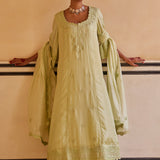 Mint Kurta With Pants & Dupatta