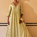 Mint Anarkali With Pants & Dupatta