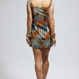 Abstract Embellished Mini Dress