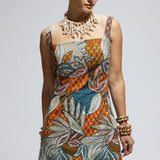 Abstract Embellished Mini Dress