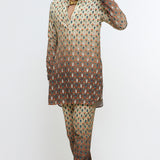 Ivory Brown Ombre Kurta Set