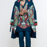 Midnight Blue Mask Trench & Kurta Set