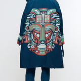 Midnight Blue Mask Trench & Kurta Set
