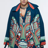 Midnight Blue Mask Trench Coat