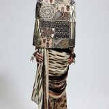 Mask and Feather Print Saree with Jacket