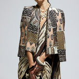 Mask and Feather Print Saree with Jacket