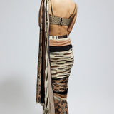 Mask and Feather Print Saree