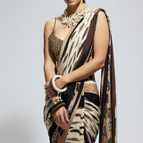 Mask and Feather Print Saree