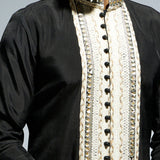 SVA Black Front Open Kurta Set