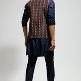 SVA Couture Blue Geo Printed Bundi Set RTS