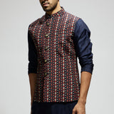 SVA Couture Blue Geo Printed Bundi Set RTS