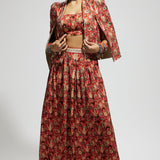 SVA Couture Orange Jaal Cape Set