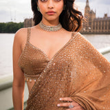 Antique Gold Crystal Saree