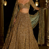 Antique Gold Sequin Lehenga Set