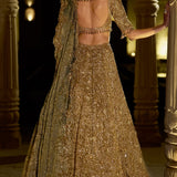 Antique Gold Sequin Lehenga Set