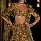 Antique Gold Sequin Lehenga Set