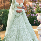 Soft Aqua Sequin Lehenga Set