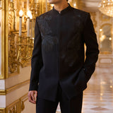 Black Embroidered Bandhgala Set