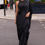 Black Sequin & Crystal Saree