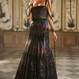 Black Multi-Coloured Sequin Gown